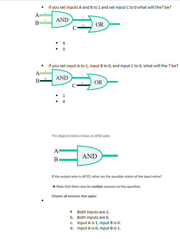 Solved - If you set inputs A and B to 1 and set input C to 0 | Chegg.com