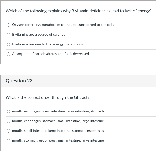 Solved Which Of The Following Explains Why B Vitamin | Chegg.com