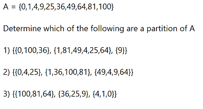 Solved A = {0,1,4,9,25,36,49,64,81,100) Determine which of | Chegg.com