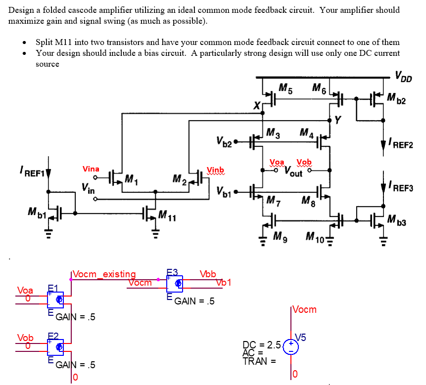Solved Design a folded cascode amplifier utilizing an ideal