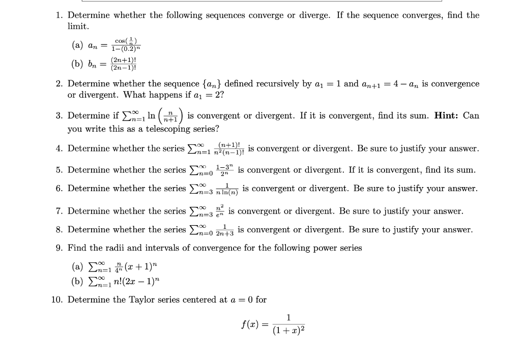 sequences convergence to divergence