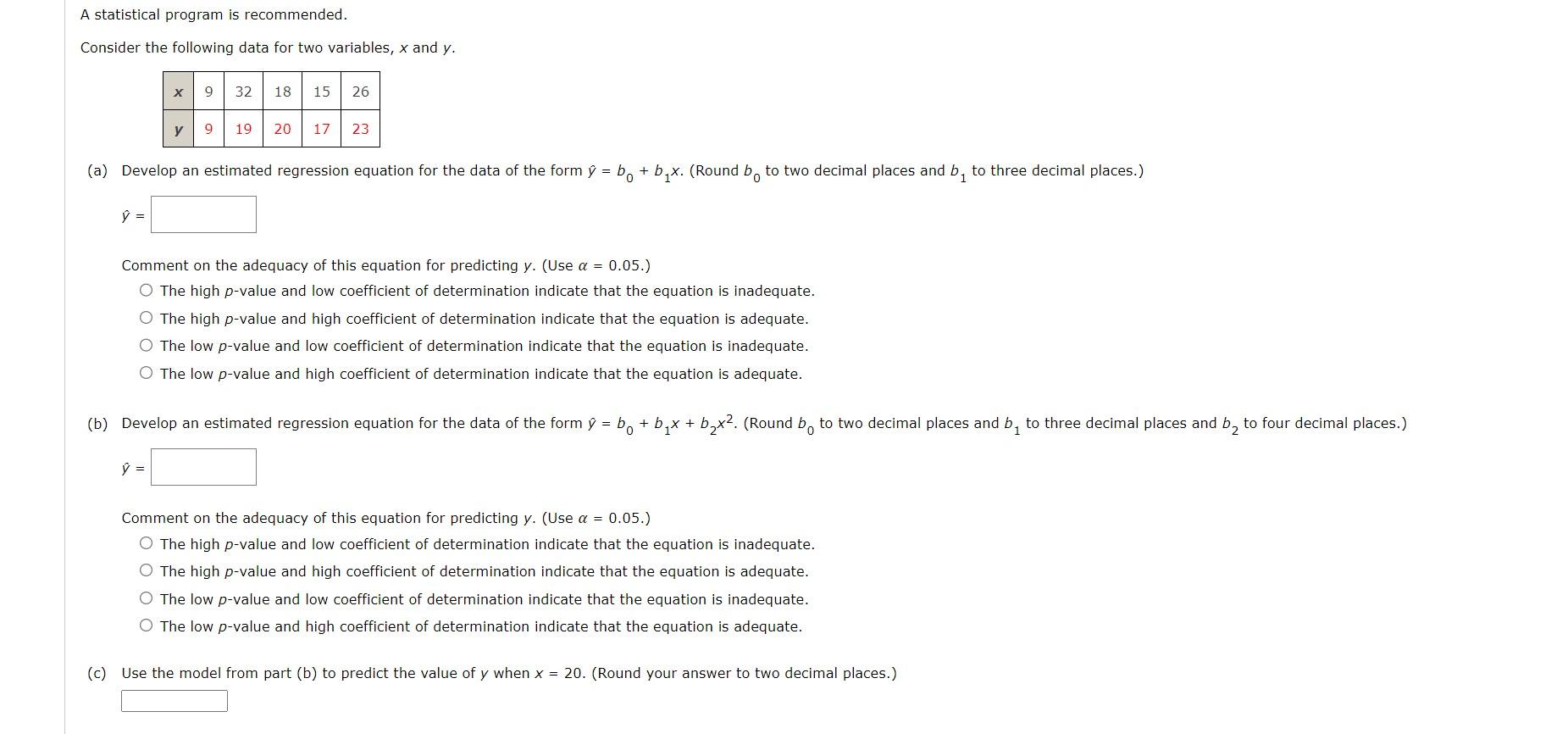 Solved A statistical program is recommended. Consider the | Chegg.com