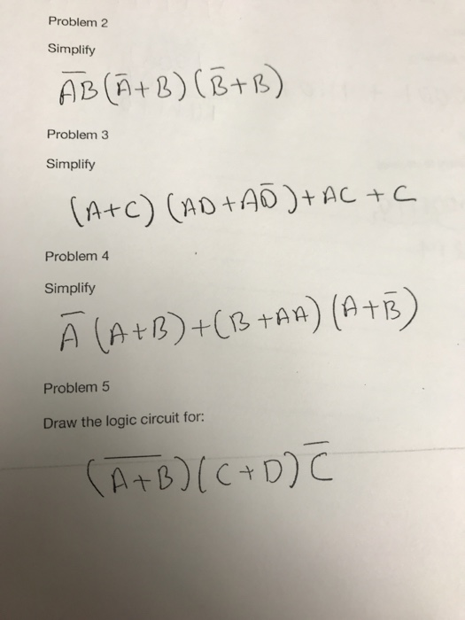 Solved Problem 2 Simplify AB (A+2) (+8 Problem 3 Simplify | Chegg.com