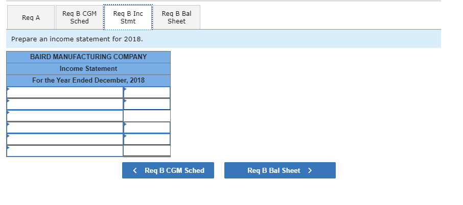 Solved Baird Manufacturing started in 2018 with the | Chegg.com