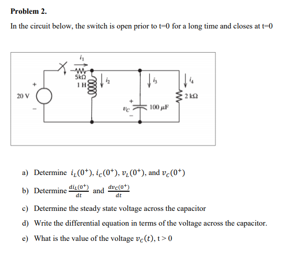 Solved Problem 2. In the circuit below, the switch is open | Chegg.com