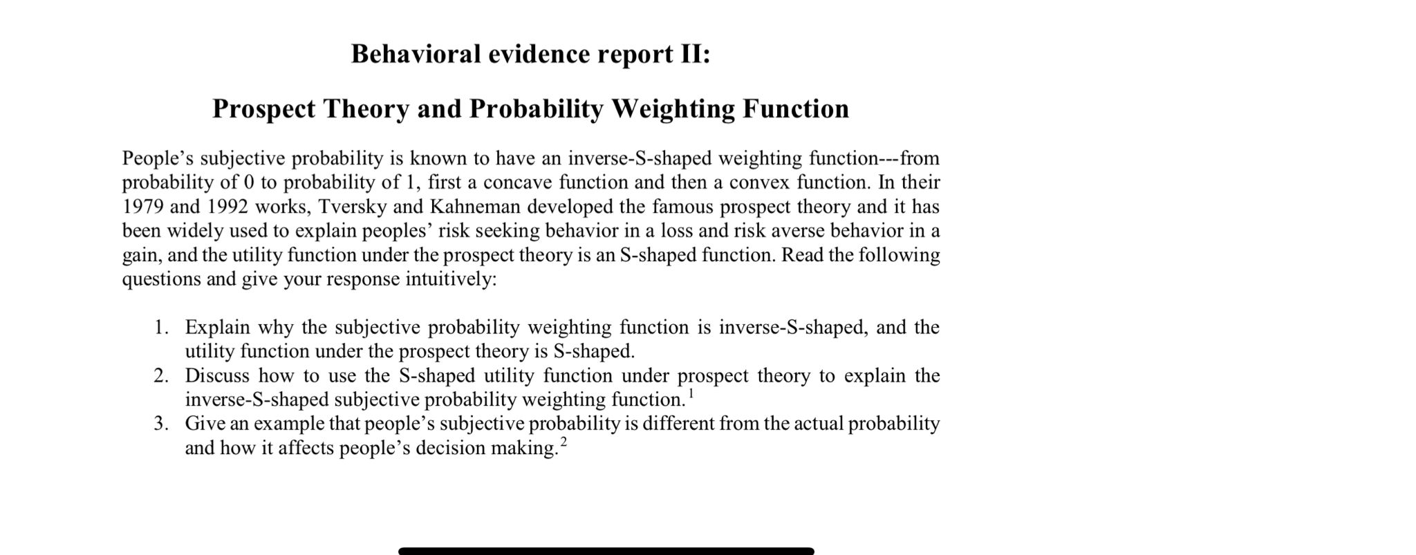 Kahneman and Tversky's S-Shaped Utility Function