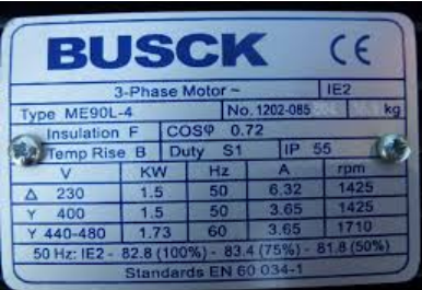 Solved This is a name plate to a 3-phase motor connected to | Chegg.com