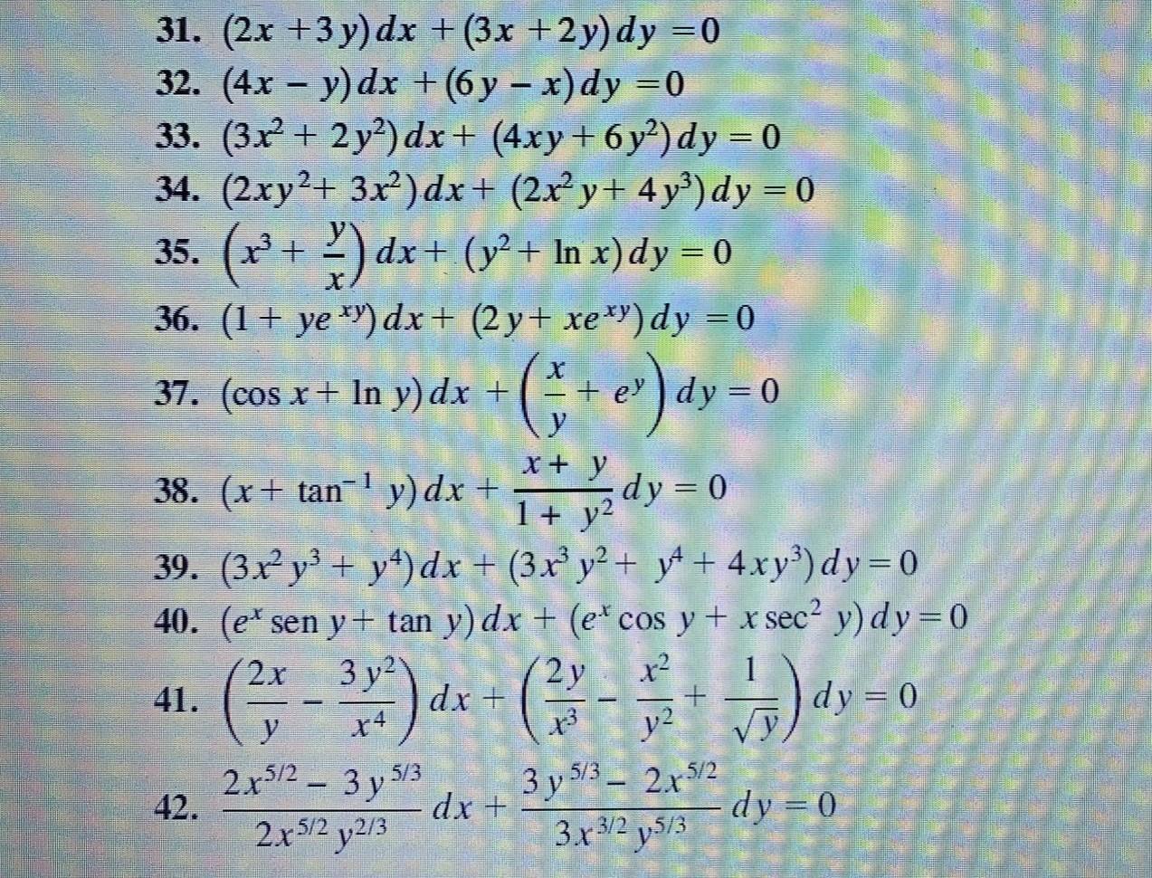 Solved In Problems 31–42, verify that the given differential | Chegg.com