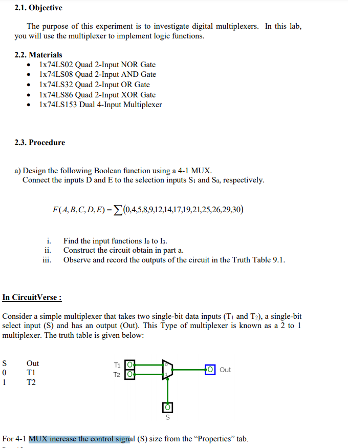 Solved 1. Introduction A multiplexer (MUX) is a basically a | Chegg.com