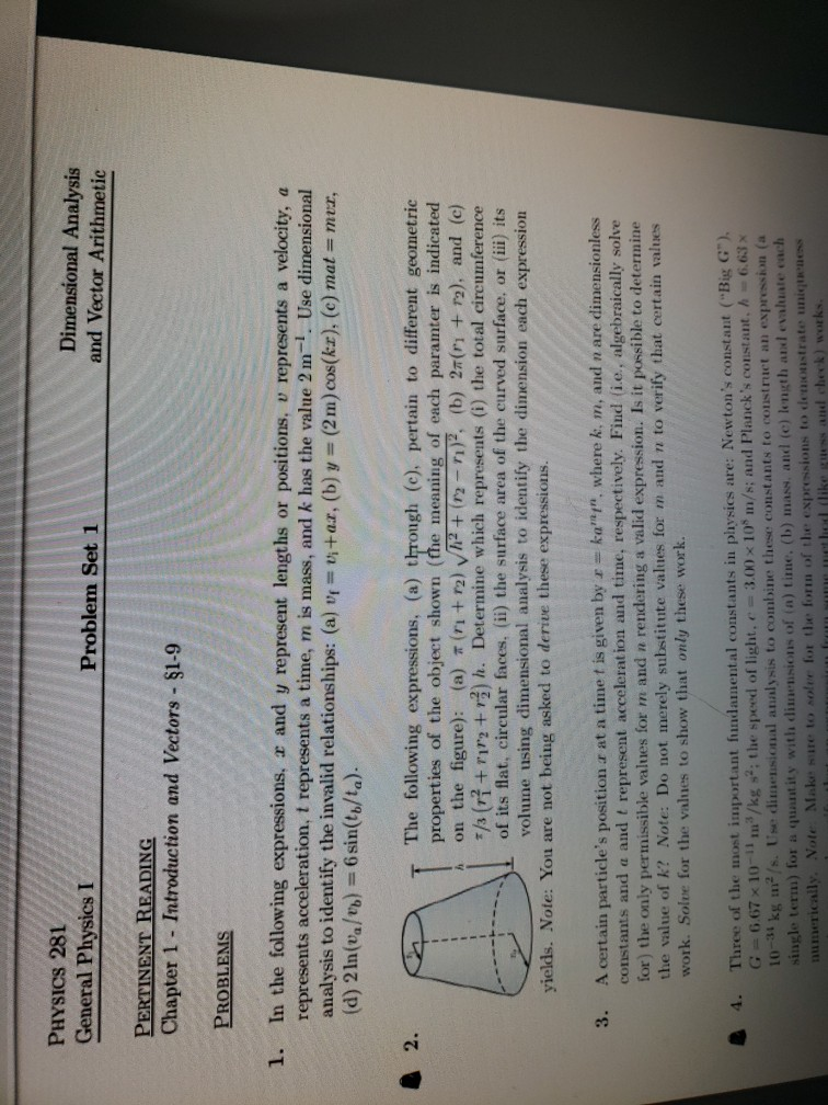 Solved PHYSICS 281 General Physics I Problem Set 1 | Chegg.com