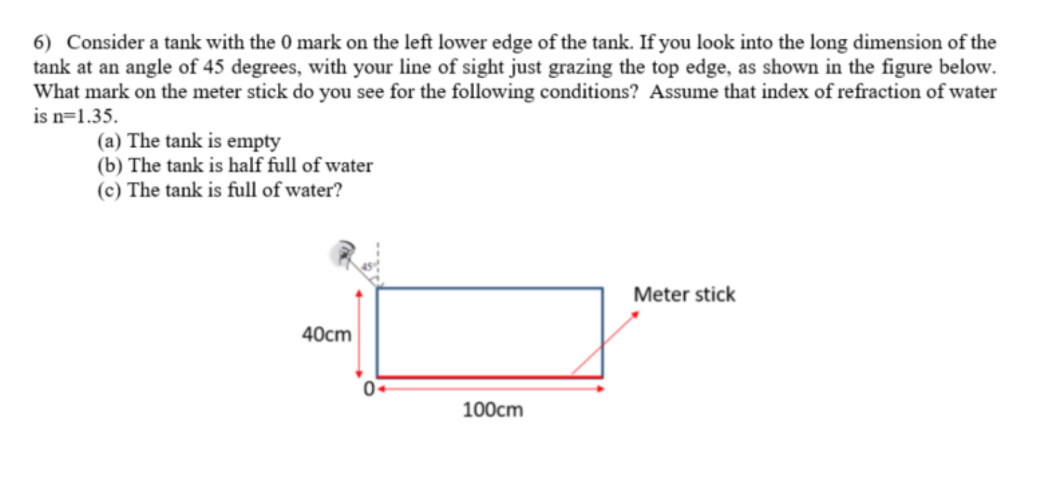 Solved 6) Consider a tank with the 0 mark on the left lower | Chegg.com