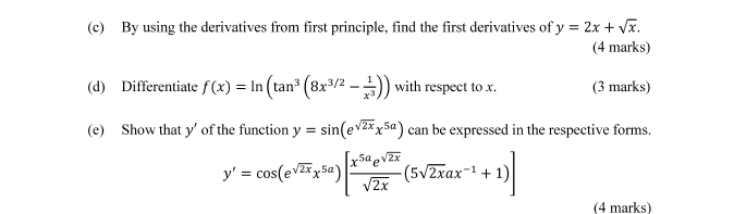 C By Using The Derivatives From First Principle Chegg Com