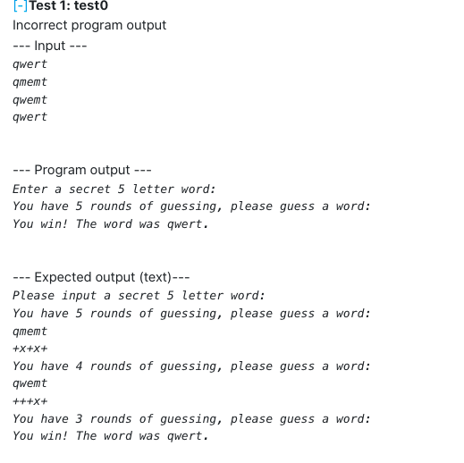 Solved [-]Test 1: testo Incorrect program output --- Input | Chegg.com