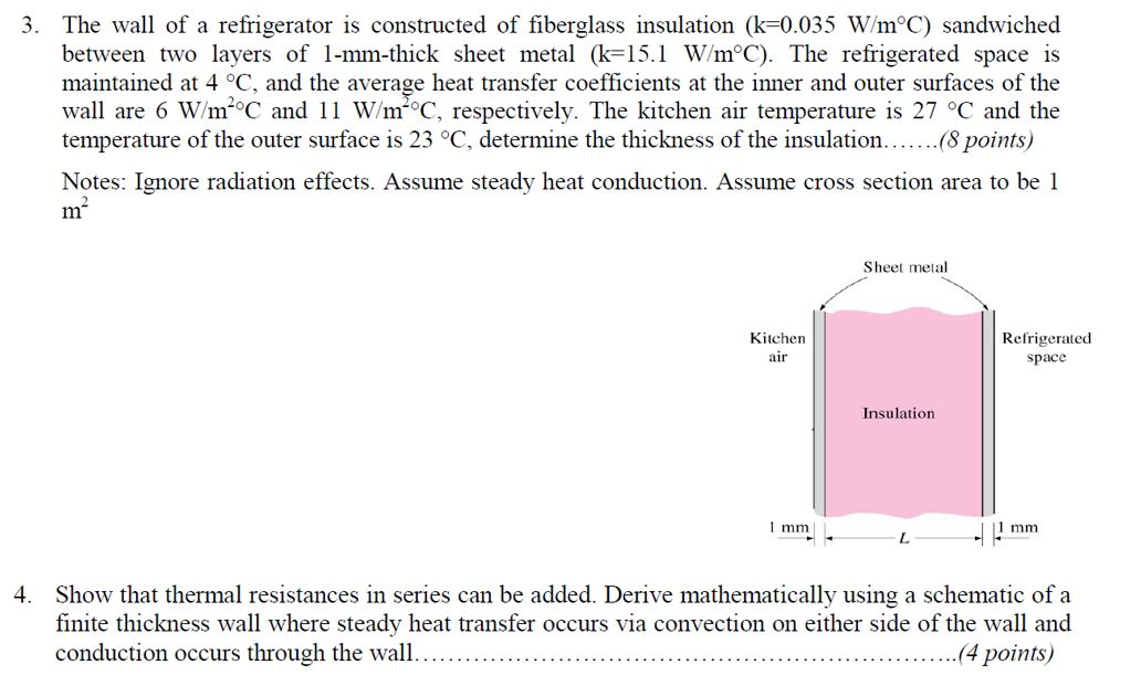 Solved 3. The wall of a refrigerator is constructed of