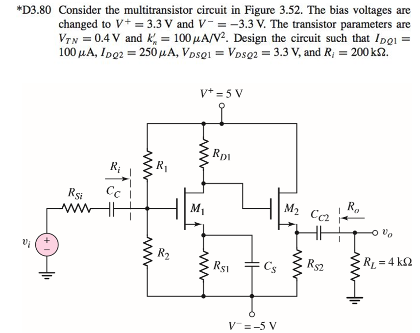 Solved *D3.80 Consider the multitransistor circuit in Figure | Chegg.com