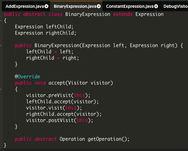DebugVisitor Starting with the BinaryExpression | Chegg.com