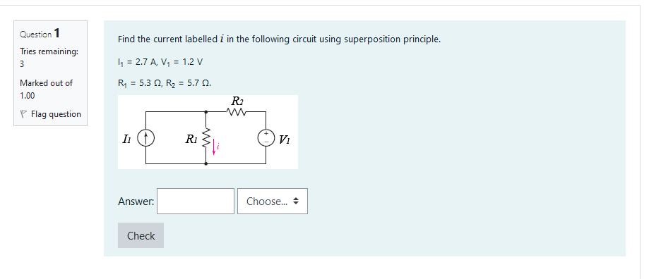 Solved Find the current labelled i in the following circuit | Chegg.com