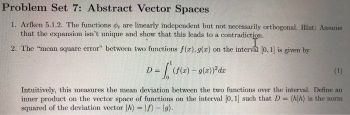 Solved Problem Set 7: Abstract Vector Spaces 1. Arfken | Chegg.com