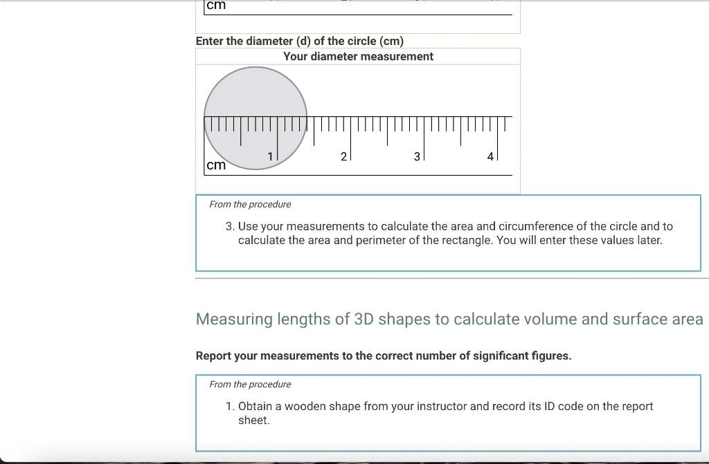 Solved From the procedure 2. Using a metric ruler, measure