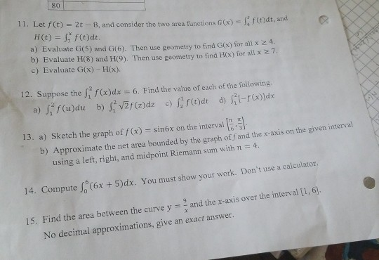 Solved 80 11 Let Ft 2t B And Consider The Two Area