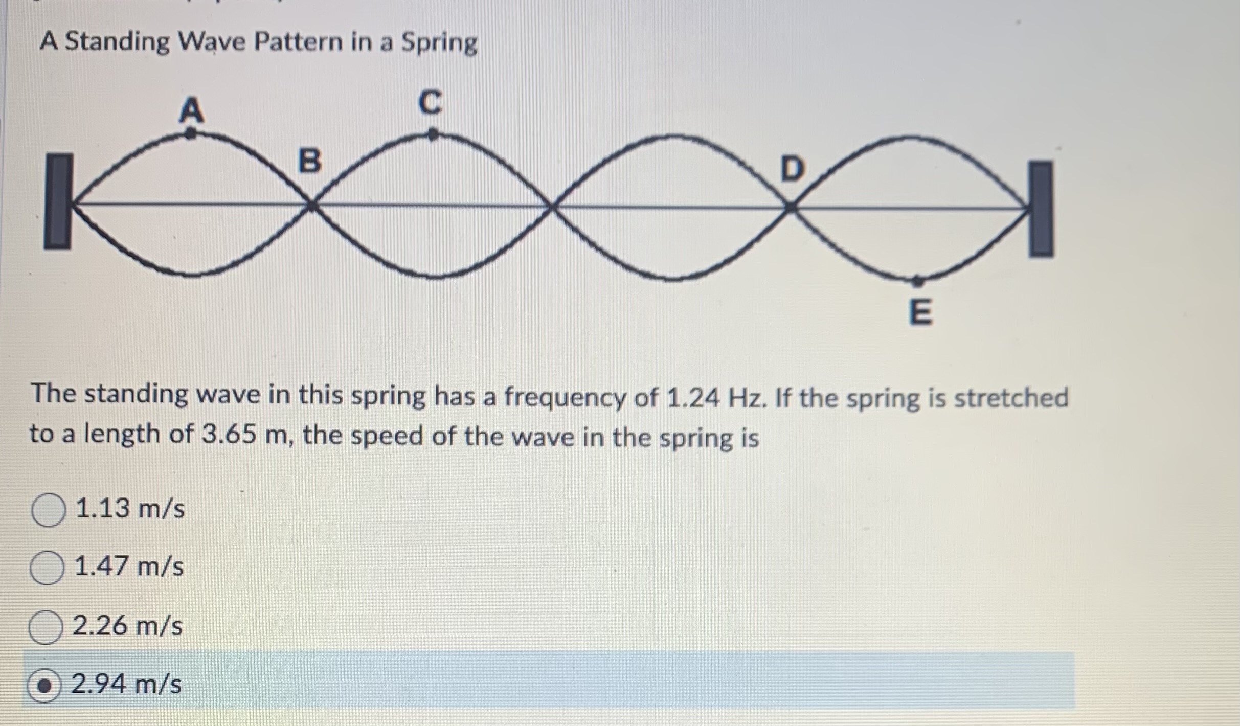 Solved A Standing Wave Pattern In A Spring The Standing Wave | Chegg.com