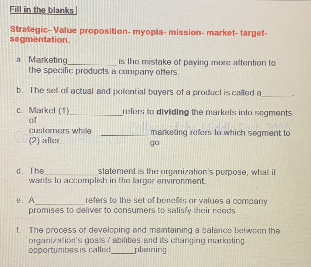 Solved Exercise 1: Which of the below marketing elements is | Chegg.com