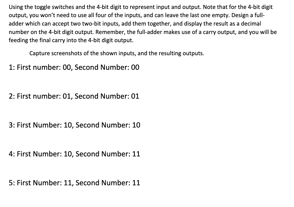 Solved Using the toggle switches and the 4-bit digit to | Chegg.com