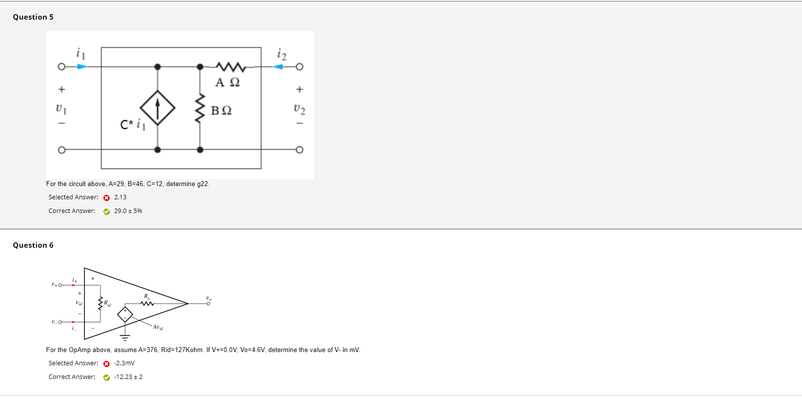 Solved For the circuit above, A=29,B=46,C=12, determine g22. | Chegg.com