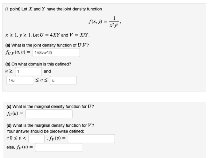 Solved 1 Point Let X And Y Have The Joint Density Function Chegg Com