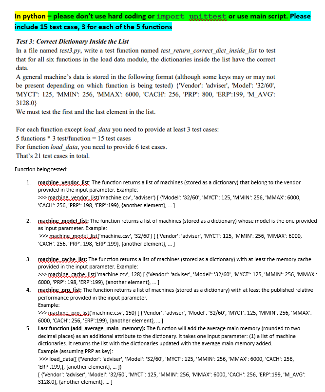 Solved In python - please don't use hard coding or import | Chegg.com