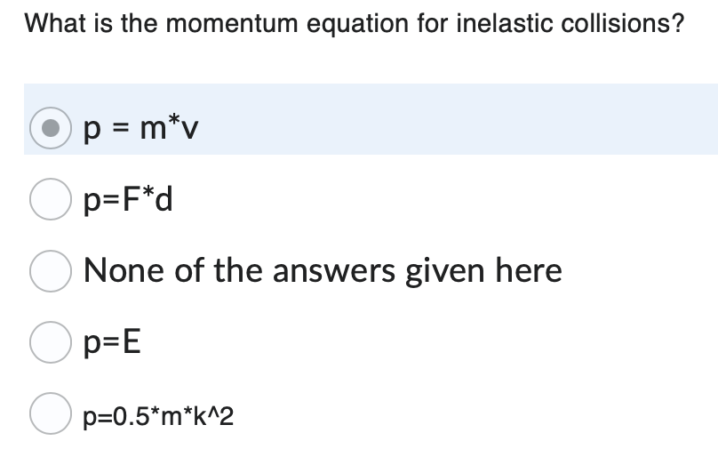 Solved What is the momentum equation for inelastic | Chegg.com