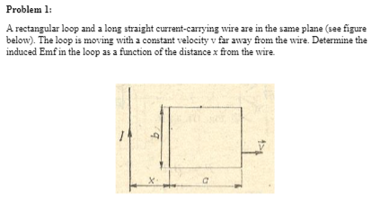 Solved Problem 1: A rectangular loop and a long straight | Chegg.com