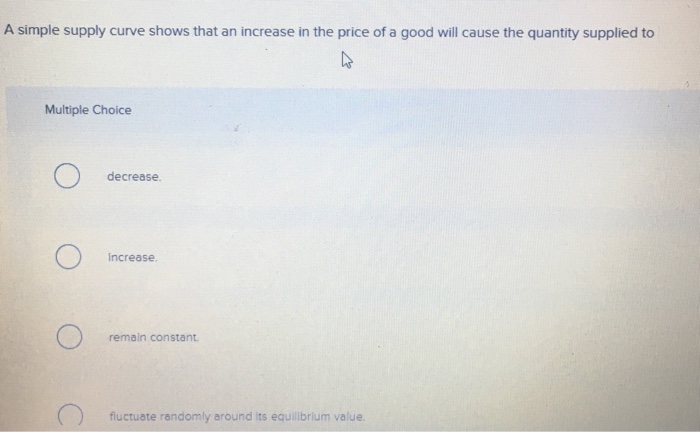 Solved A simple supply curve shows that an increase in the | Chegg.com