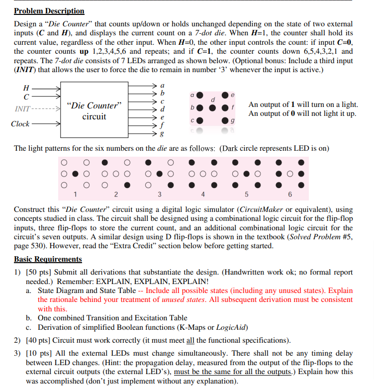 Problem Description Design a “Die Counter” that | Chegg.com