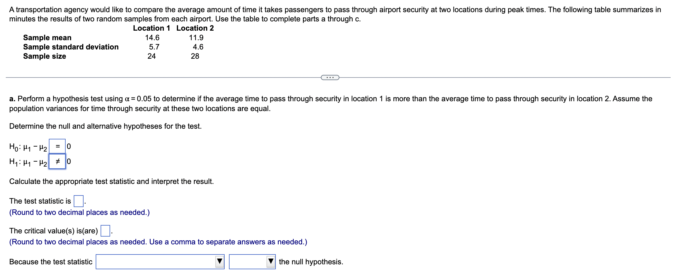 Solved Minutes The Results Of Two Random Samples From Each | Chegg.com