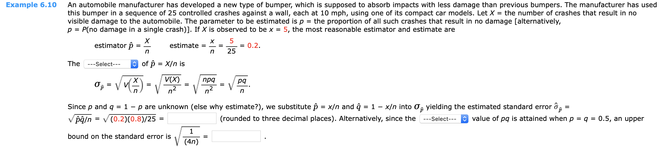 Solved Example 6.10 An automobile manufacturer has developed | Chegg.com