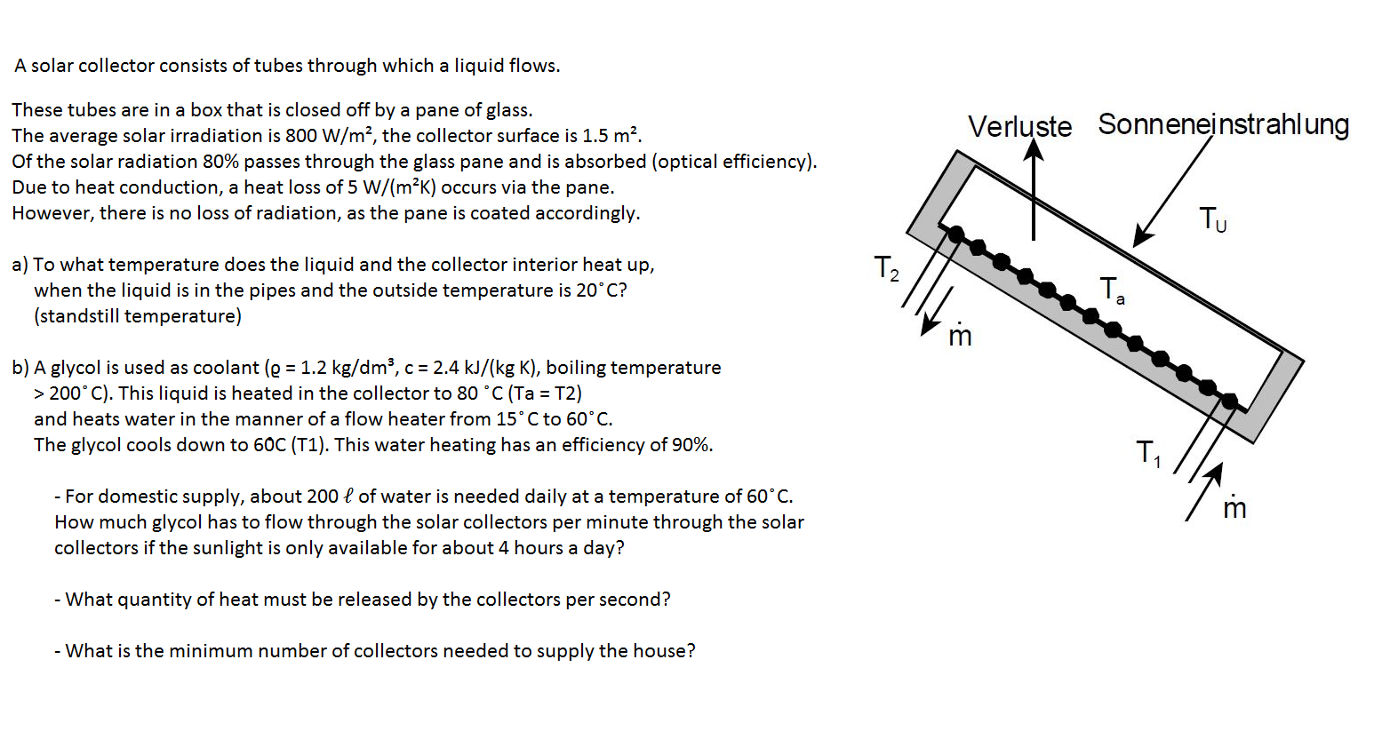 Solved A Solar Collector Consists Of Tubes Through Which A | Chegg.com