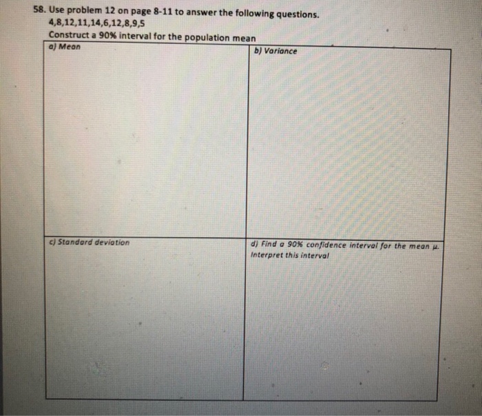 Solved 58. Use problem 12 on page 8-11 to answer the | Chegg.com