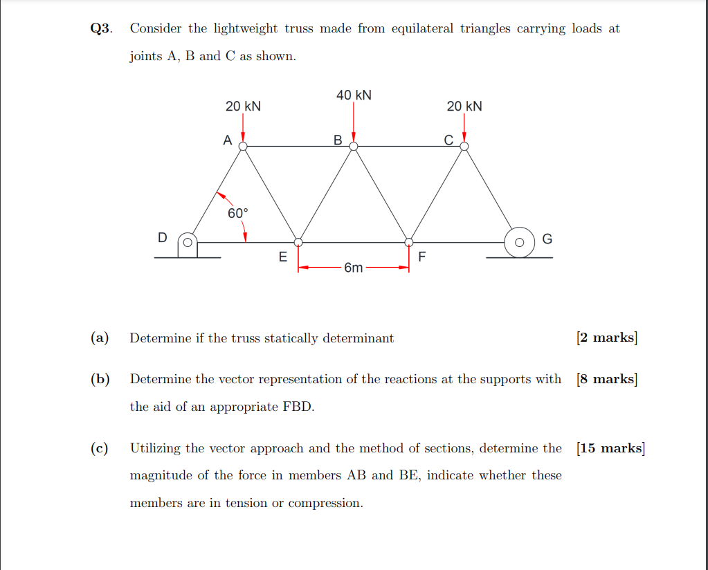 Solved Q3. Consider The Lightweight Truss Made From | Chegg.com