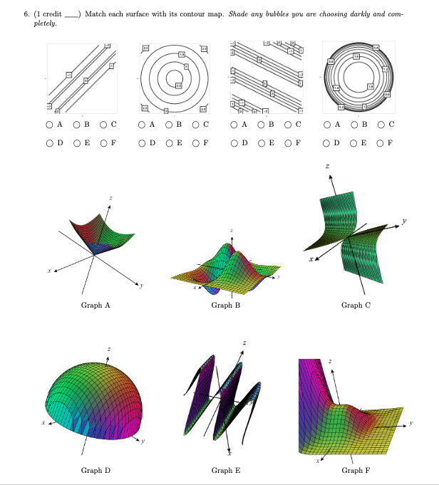 Solved 6. (1 credit pletely. -) Match each surface with its | Chegg.com