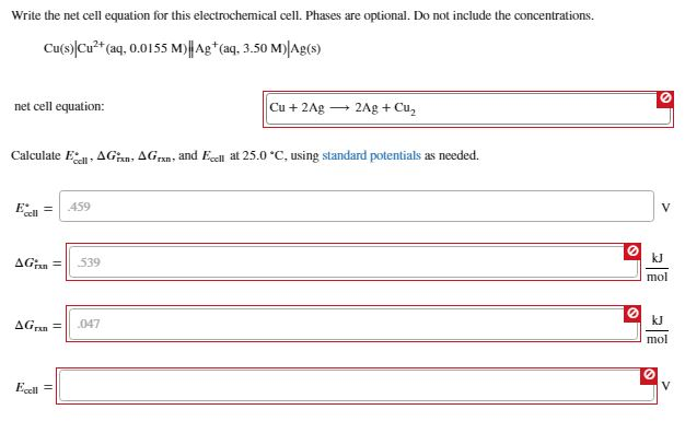 Solved Write the net cell equation for this electrochemical | Chegg.com
