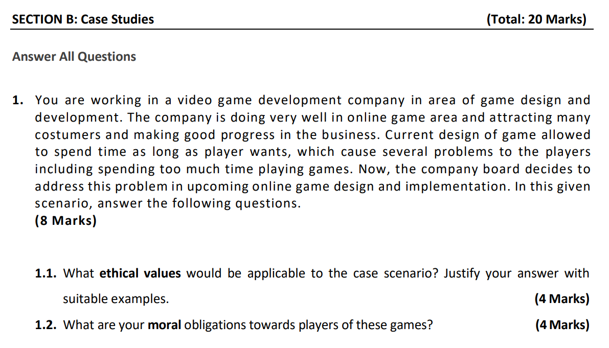 Solved SECTION B: Case Studies (Total: 20 Marks) Answer All | Chegg.com