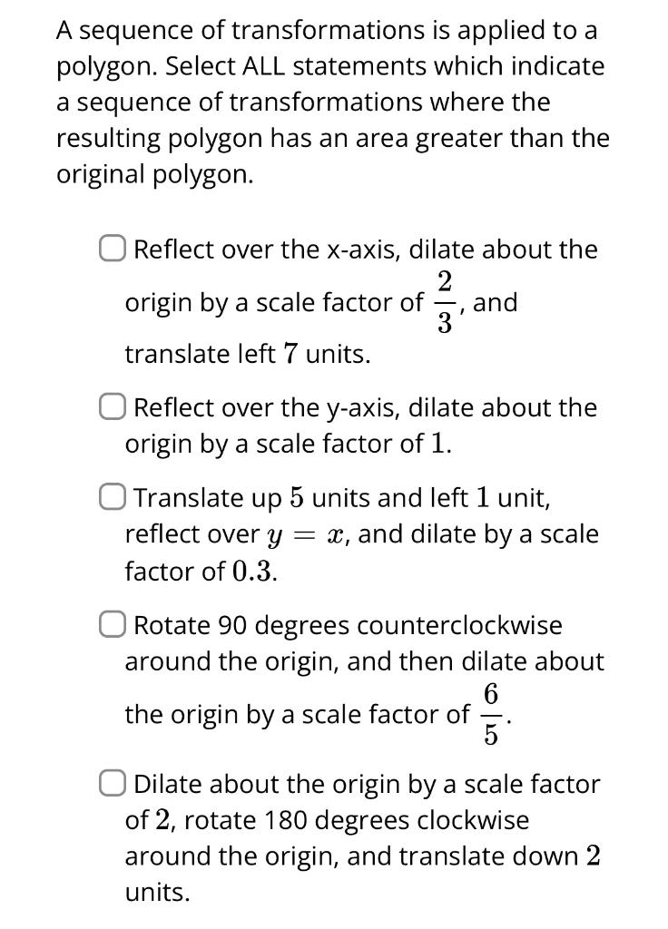 Solved A sequence of transformations is applied to a | Chegg.com