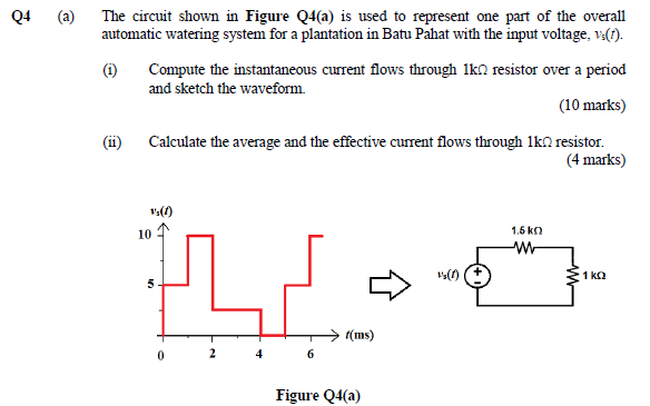 Solved Q4 (a) The circuit shown in Figure Q4(a) is used to | Chegg.com