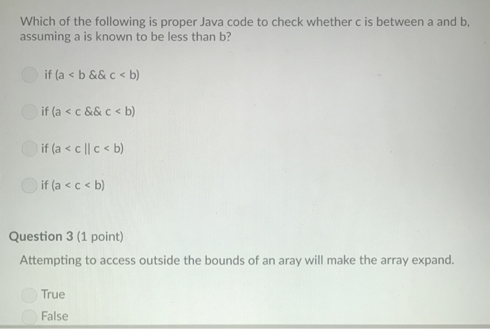 Solved Which of the following is proper Java code to check | Chegg.com