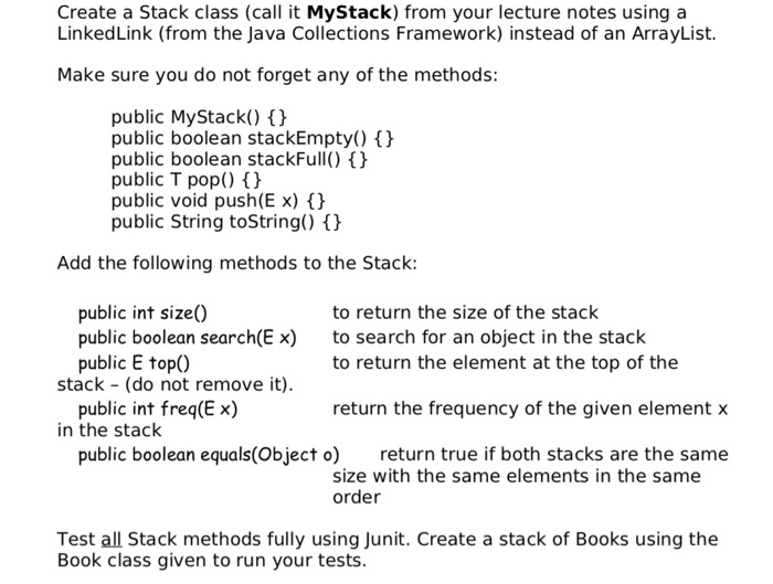 Solved Create a Stack class (call it MyStack) from your | Chegg.com