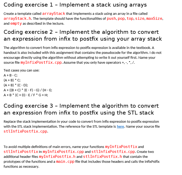 this is in C++ and the 3 exercises are all a part of | Chegg.com