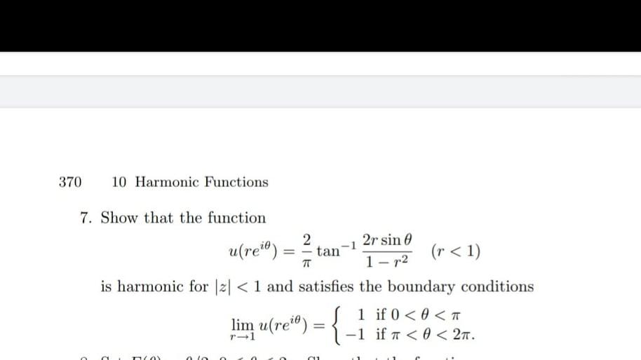 Solved 370 10 Harmonic Functions 7. Show that the function 2 | Chegg.com