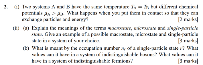 Solved 2. (i) Two systems A and B have the same temperature | Chegg.com