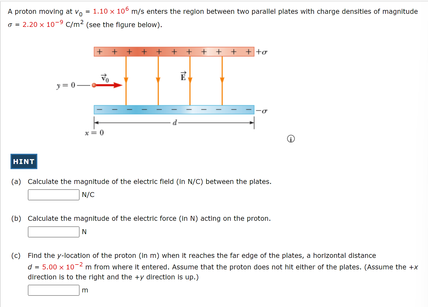 Solved A Proton Moving At V0110×106 Ms Enters The Region 9282